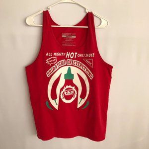 Distressed Red Sriracha Hot Sauce Tank Top Sz M